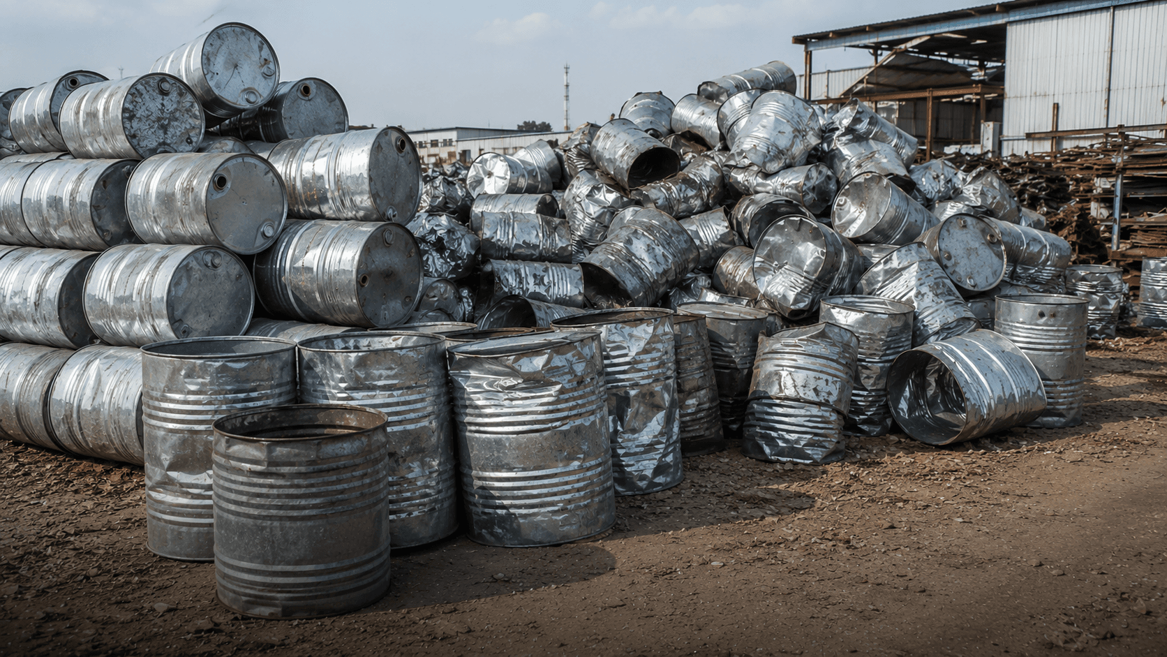 GI Waste Drum — metal scrap material
