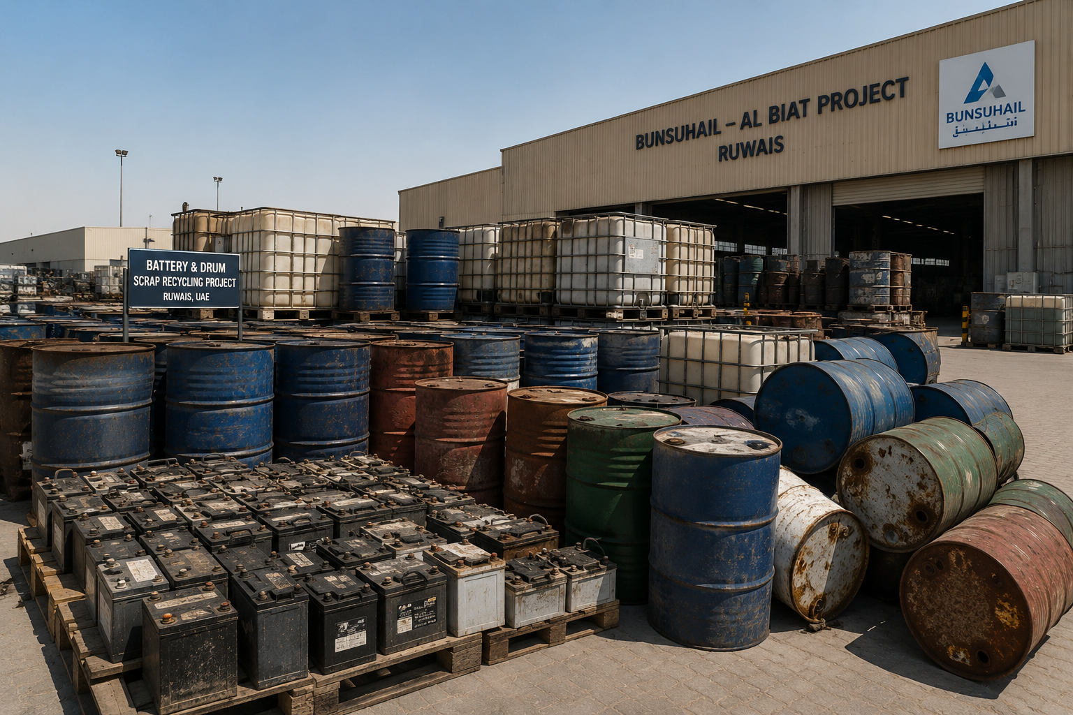Battery and drum scrap recycling project at Bunsuhail Al Biat, Ruwais UAE